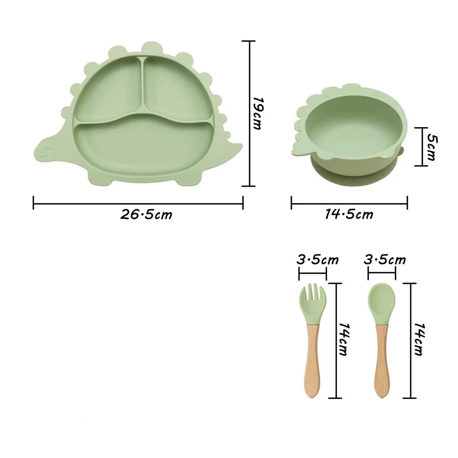 Dinosaur Theme Silicone Tableware Set