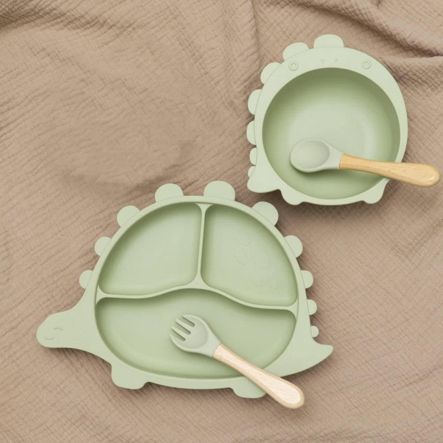 Dinosaur Theme Silicone Tableware Set