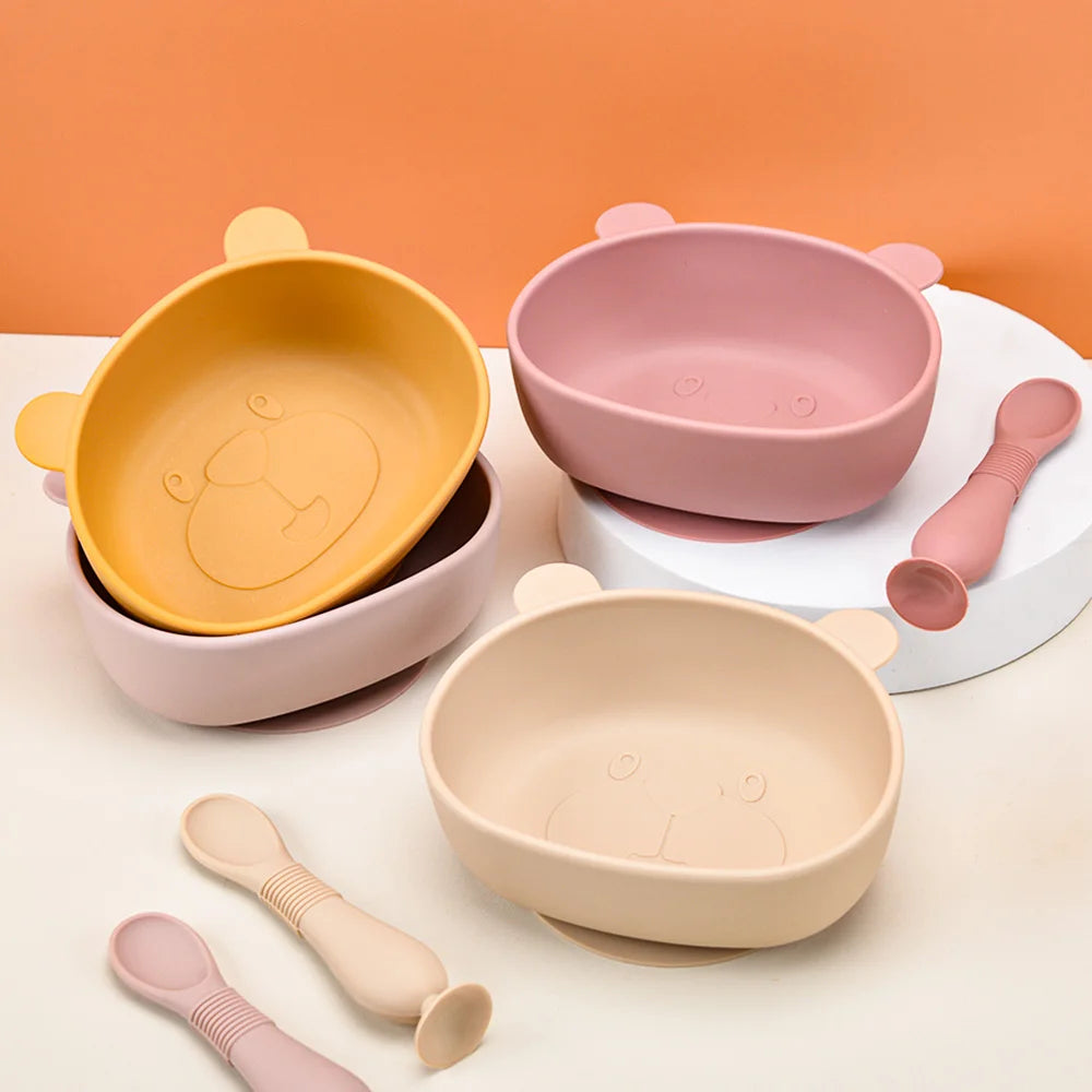 Silicone Bear and Bunny Face Bowls