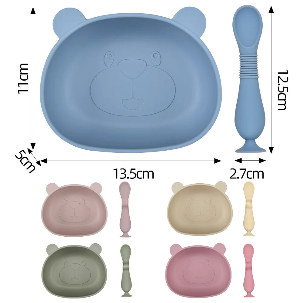 Silicone Bear and Bunny Face Bowls