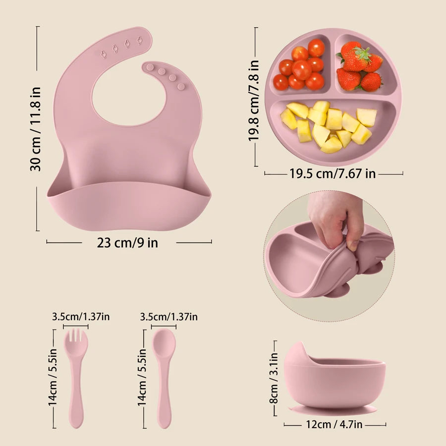 5 Piece Baby Silicone Feeding Set